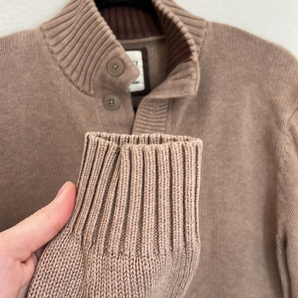 Old Navy | Mock Neck Half Button Down Sweater Ribbed Cuff Size Small Cotton Knit